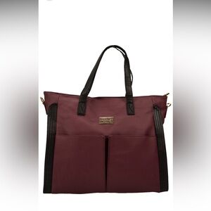 Badgley Mischka Home Burgundy and Black Tote NWT